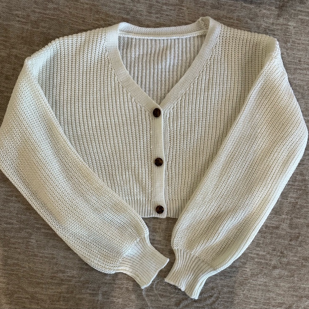 Lot of 2 cropped cardigan sweaters: Dusty Pink & Cream.